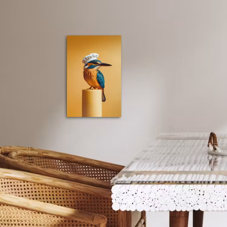 Canvas schilderij - Ijsvogel - Pilaar - Koksmuts - Vogel — 2