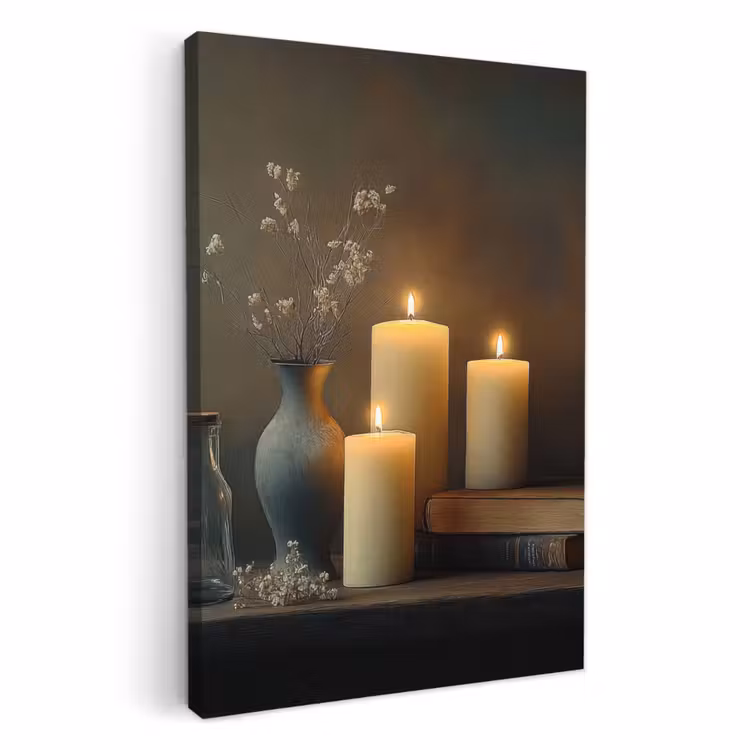 Canvas schilderij - Kaarsen - Stilleven - Rustiek - Boeken — 3