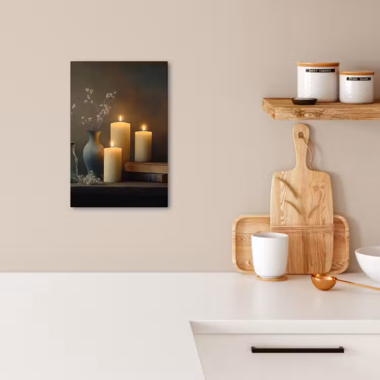 Canvas schilderij - Kaarsen - Stilleven - Rustiek - Boeken — 4
