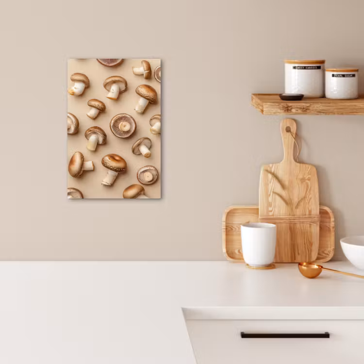 Canvas schilderij - Kastanje Champignons - Beige — 1