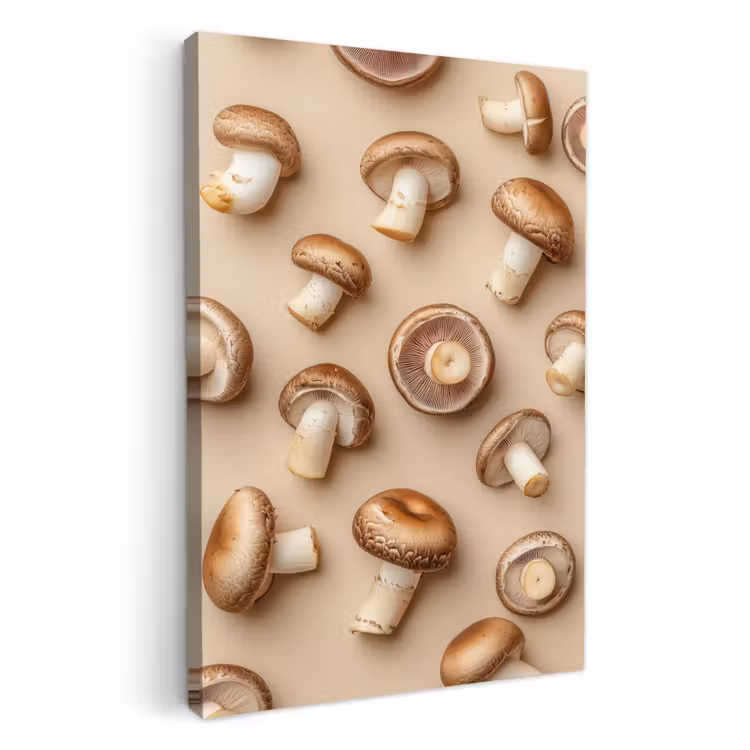 Canvas schilderij - Kastanje Champignons - Beige — 3