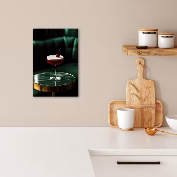 Canvas schilderij - Kers - Cocktail - Rood - Marmer — 3