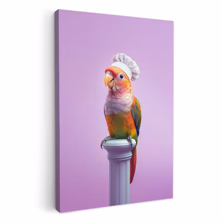 Canvas schilderij - Papegaai - Koksmuts - Pilaar - Vogel — 1