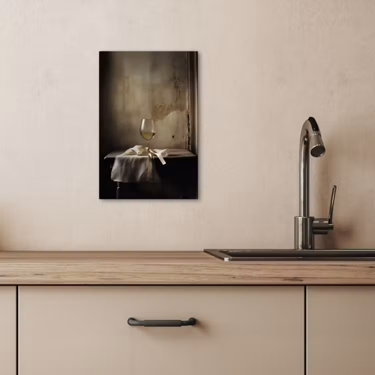 Canvas schilderij - Strik - Beige - Witte - Wijn — 1