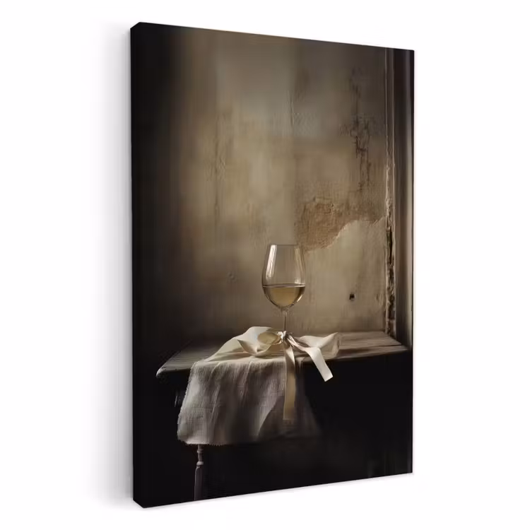 Canvas schilderij - Strik - Beige - Witte - Wijn — 2