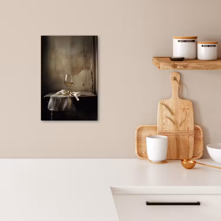 Canvas schilderij - Strik - Beige - Witte - Wijn — 4