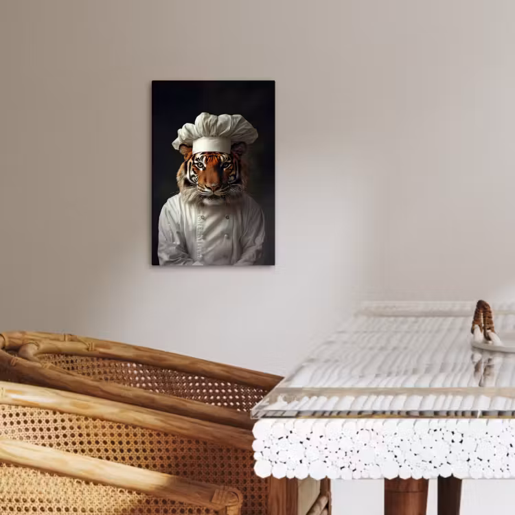 Canvas schilderij - Tijger - Kokskleding - Bruin — 5