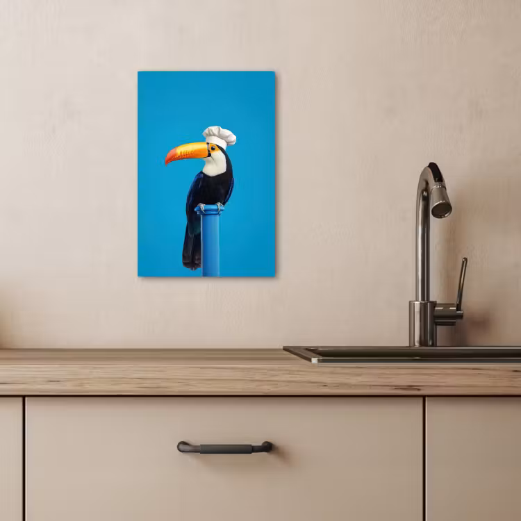 Canvas schilderij - Tucan - Sokkel - Vogel - Koksmuts — 2