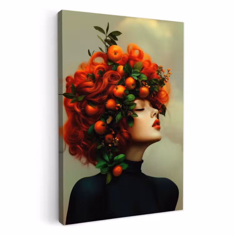 Canvas schilderij - Vrouw - Appels - Rood - Bladeren — 3