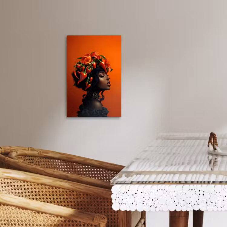 Canvas schilderij - Vrouw - Chilipepers - Pepers - Bloemen — 5