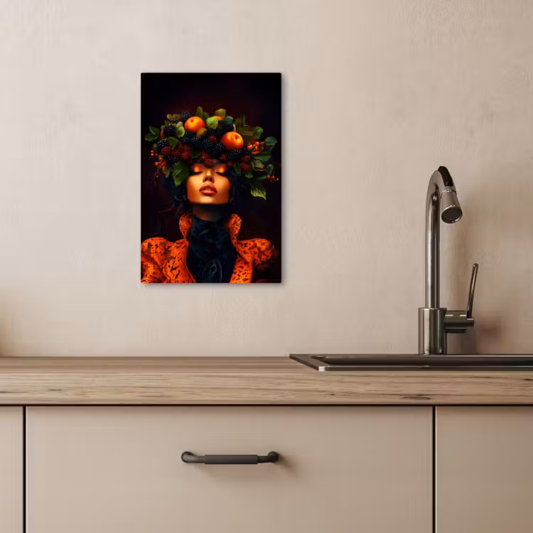 Canvas schilderij - Vrouw - Zwart - Bessen - Bramen - Appels — 5