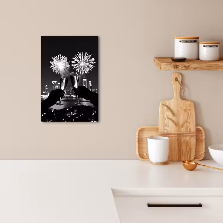 Canvas schilderij - Vuurwerk - Proosten - Skyline - Champagne — 1