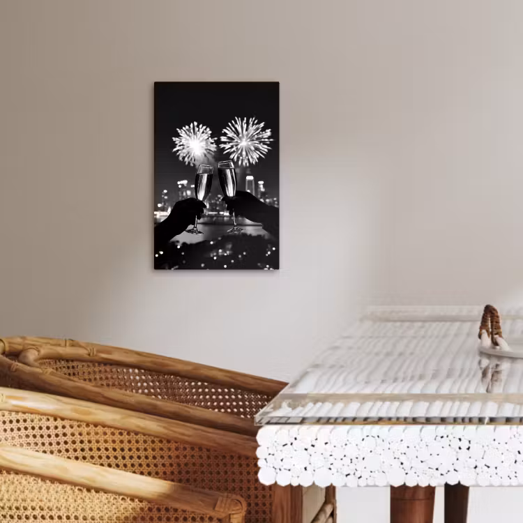 Canvas schilderij - Vuurwerk - Proosten - Skyline - Champagne — 2