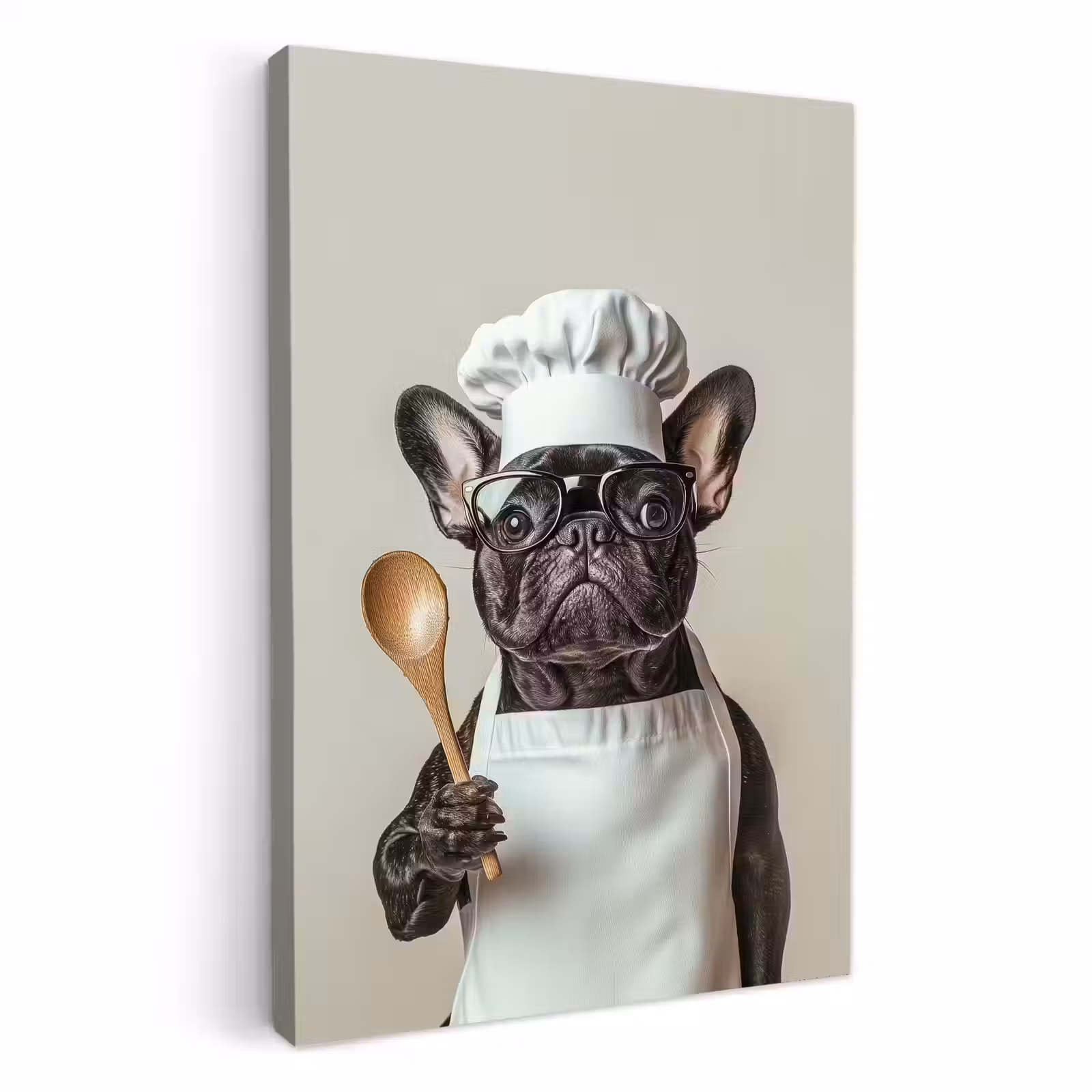 Canvas schilderij - Bril - Hond - Kok — 1