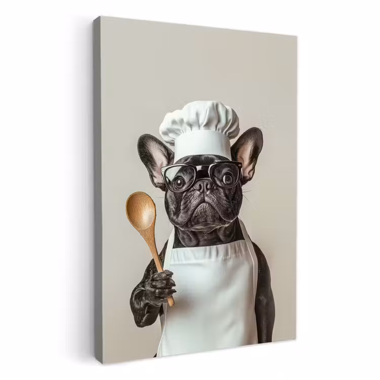 Canvas schilderij - Bril - Hond - Kok — 1