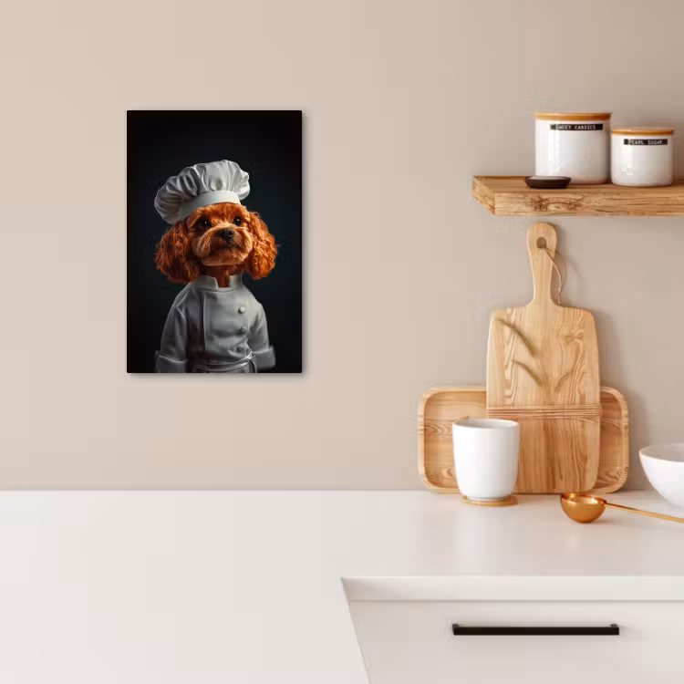 Canvas schilderij - Bruin - Kok - Hondje — 2
