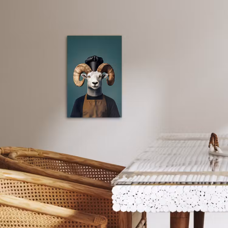 Canvas schilderij - Geit - Hoorns - Kokskleding — 5