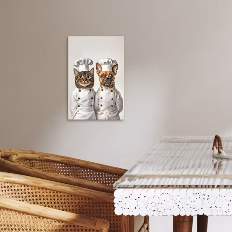 Canvas schilderij - Kat - Hond - Kokskleding — 4