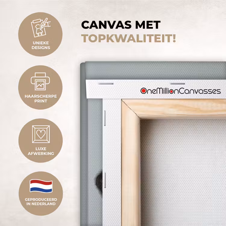 Canvas schilderij - Koe - Zwart - Wit - Kok — 2