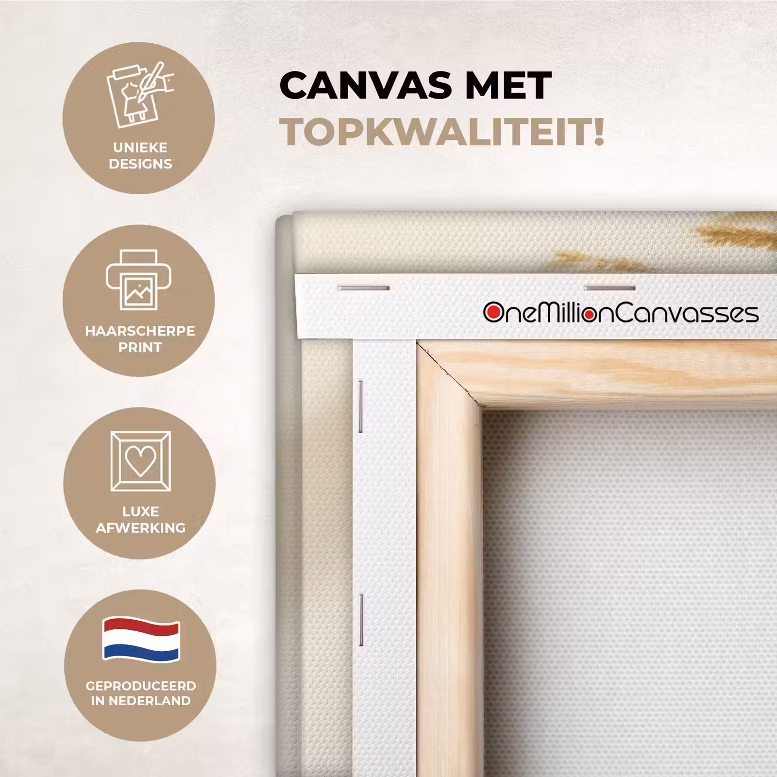 Canvas schilderij - Granen - Hout - Kom - Beige — 1