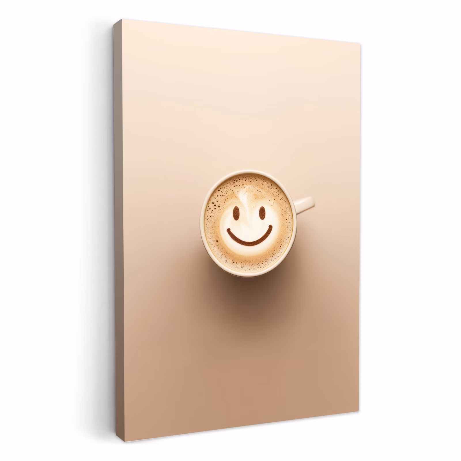 Canvas schilderij - Koffie - Melkschuim - Lach - Beige — 1