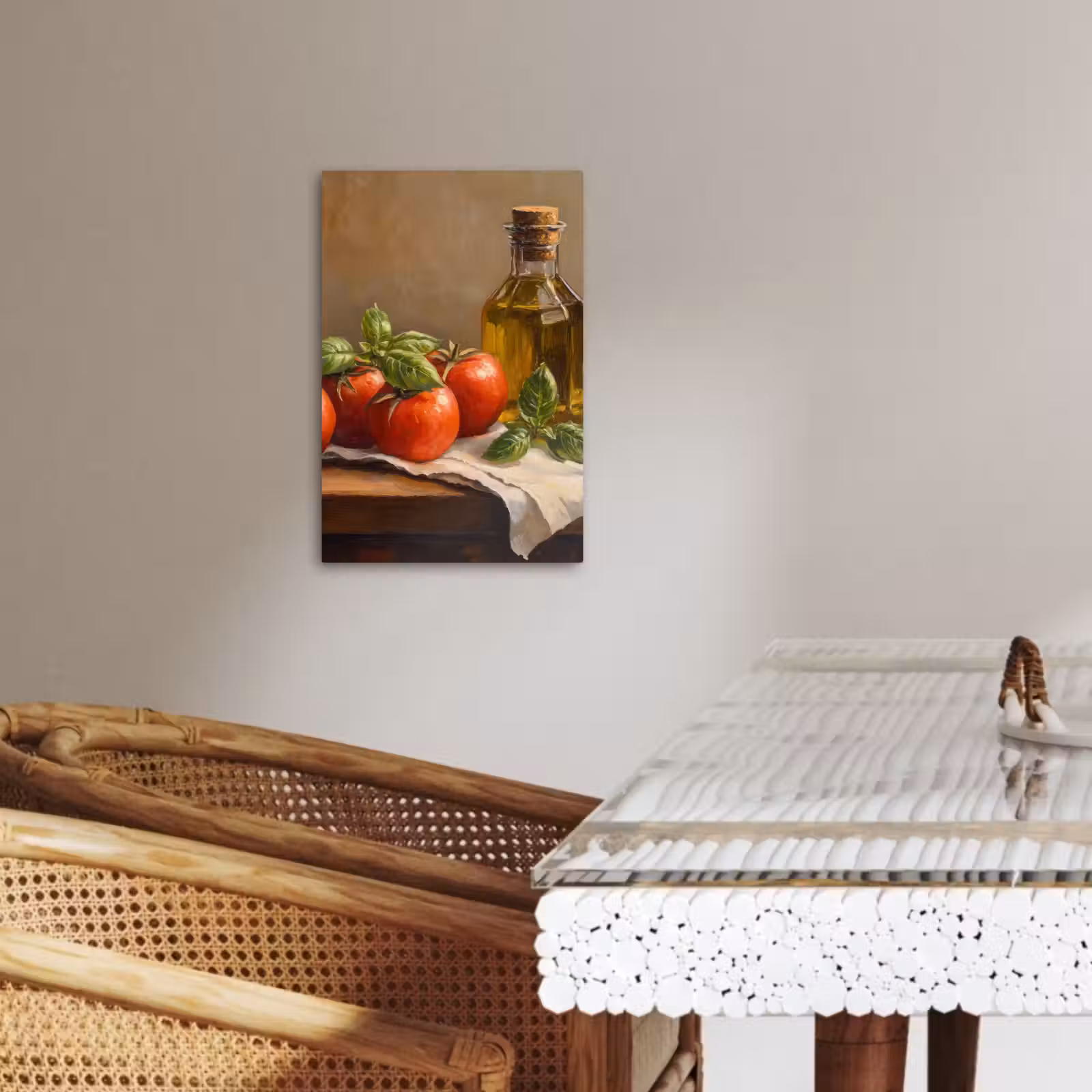 Canvas schilderij - Tomaten - Olijfolie - Stilleven — 1