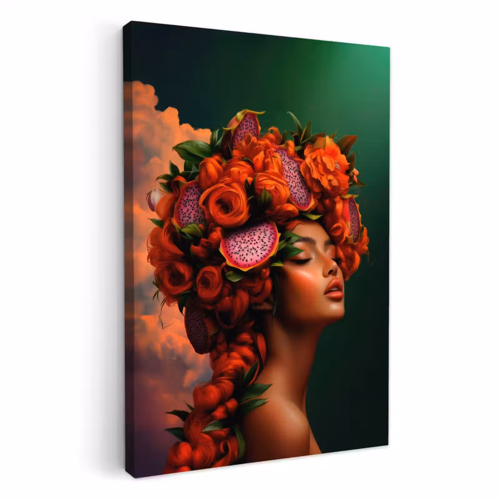 Canvas schilderij - Vrouw - Drankenfruit - Rozen — 1