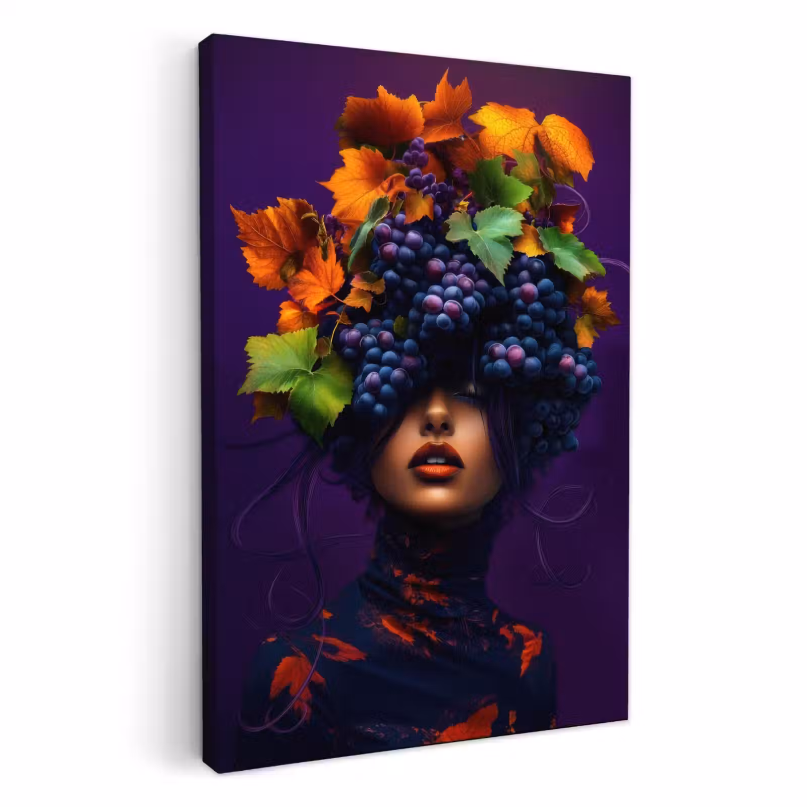 Canvas schilderij - Vrouw - Paars - Druiven — 1
