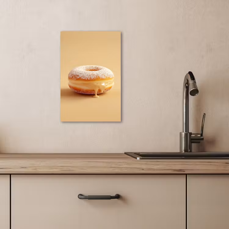 Canvas schilderij - Donut - Romig - Poedersuiker - Beige — 4