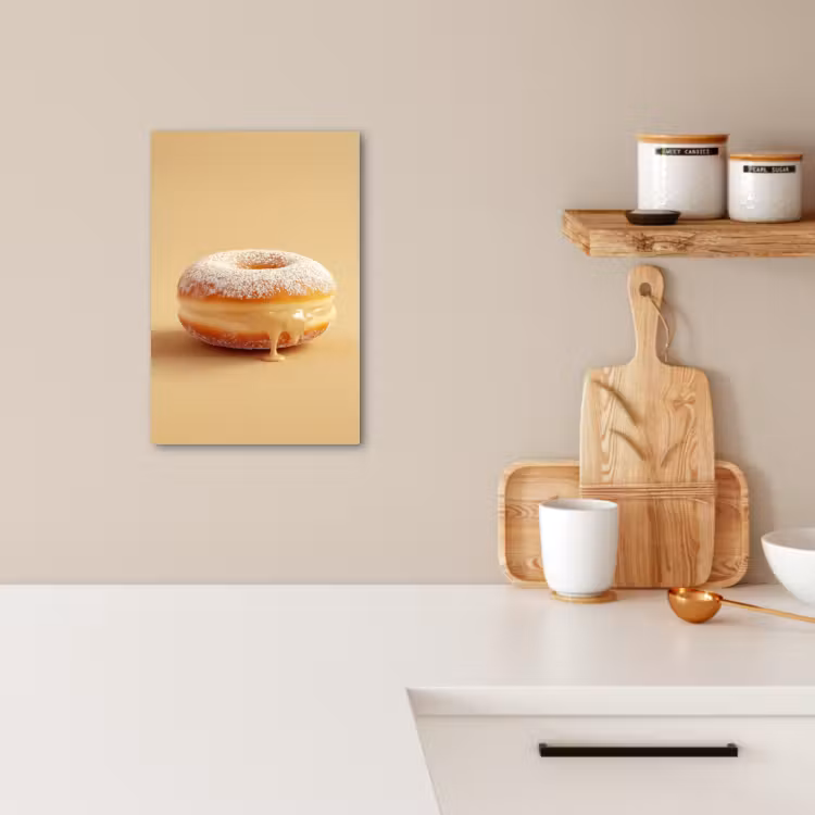 Canvas schilderij - Donut - Romig - Poedersuiker - Beige — 5