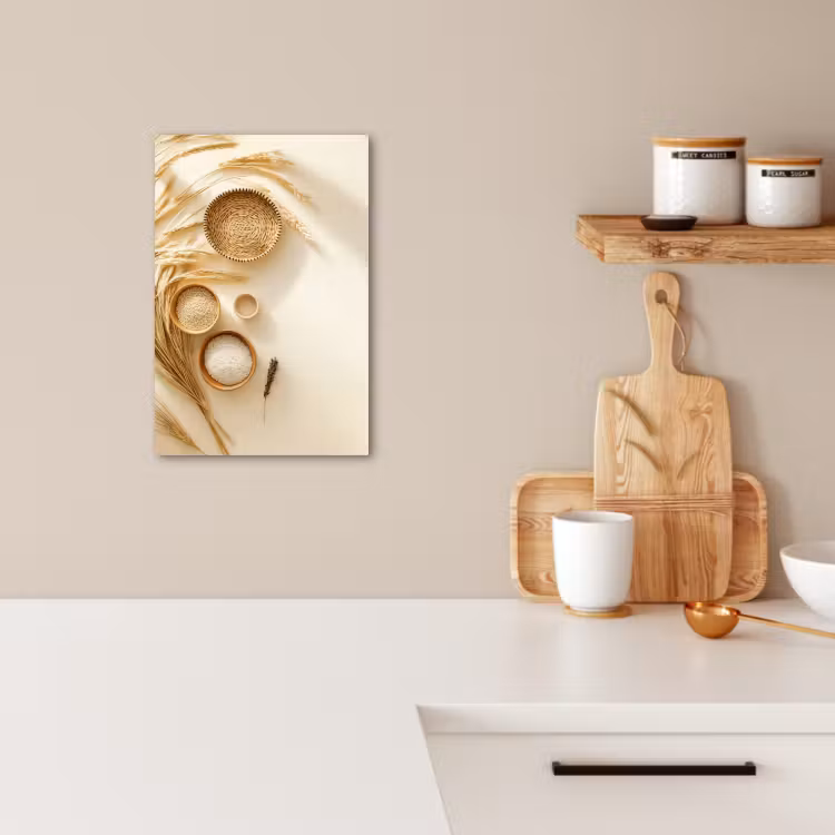 Canvas schilderij - Granen - Hout - Kom - Beige — 3