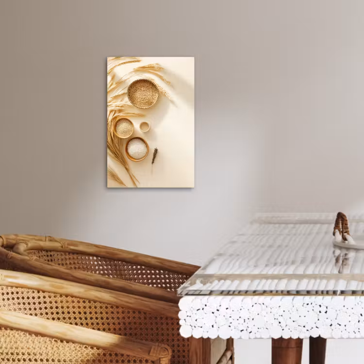 Canvas schilderij - Granen - Hout - Kom - Beige — 5