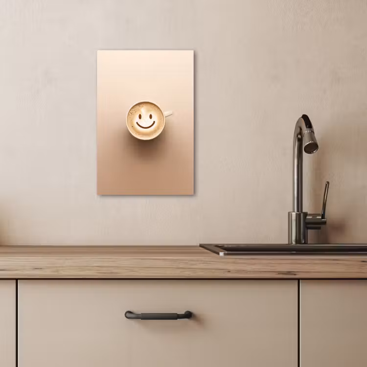 Canvas schilderij - Koffie - Melkschuim - Lach - Beige — 2