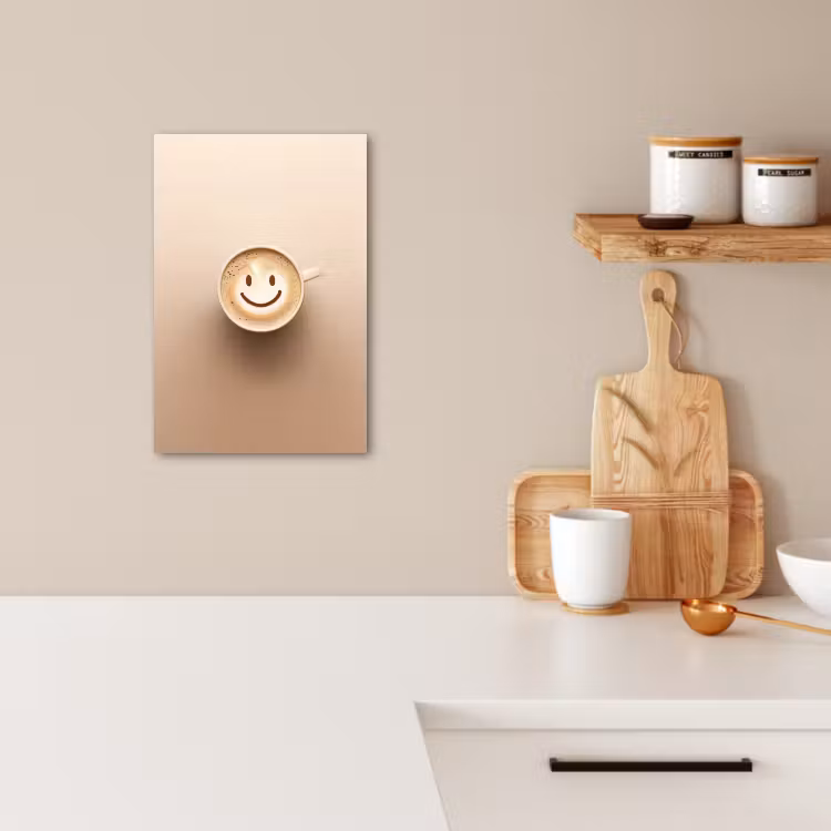 Canvas schilderij - Koffie - Melkschuim - Lach - Beige — 4