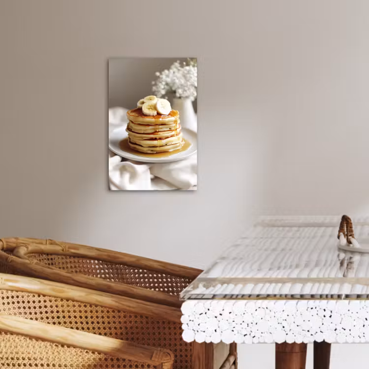 Canvas schilderij - Pannenkoeken - Banaan - Siroop - Wit - Beige — 4