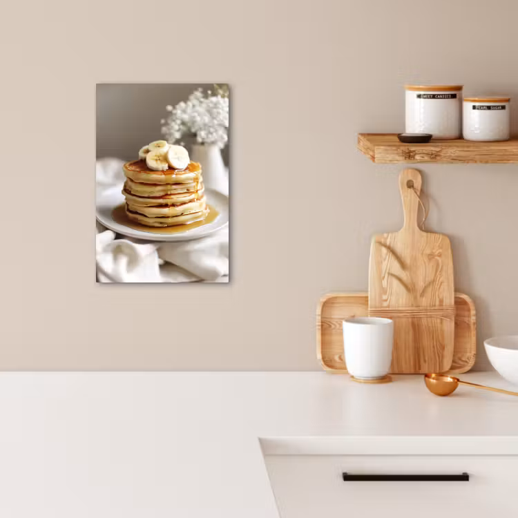Canvas schilderij - Pannenkoeken - Banaan - Siroop - Wit - Beige — 5