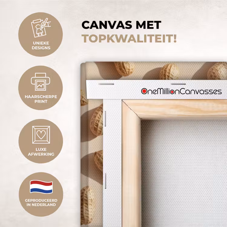 Canvas schilderij - Pinda's - Patroon - Beige — 2