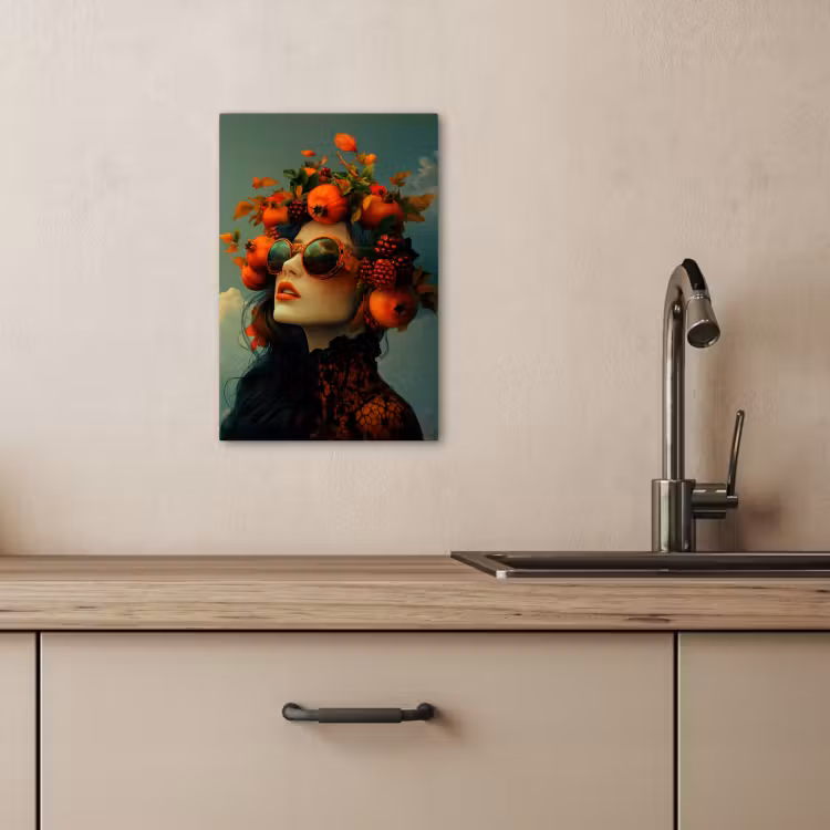 Canvas schilderij - Vrouw - Granaatappel - Herfst - Zonnebril — 1