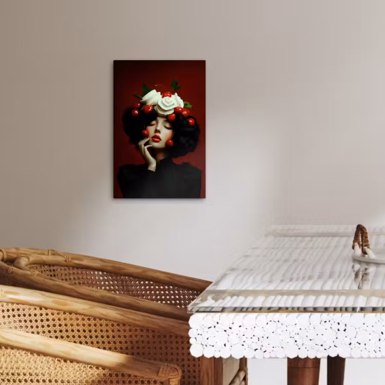 Canvas schilderij - Vrouw - Kersen - Slagroom — 4