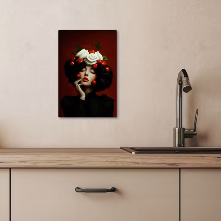 Canvas schilderij - Vrouw - Kersen - Slagroom — 5