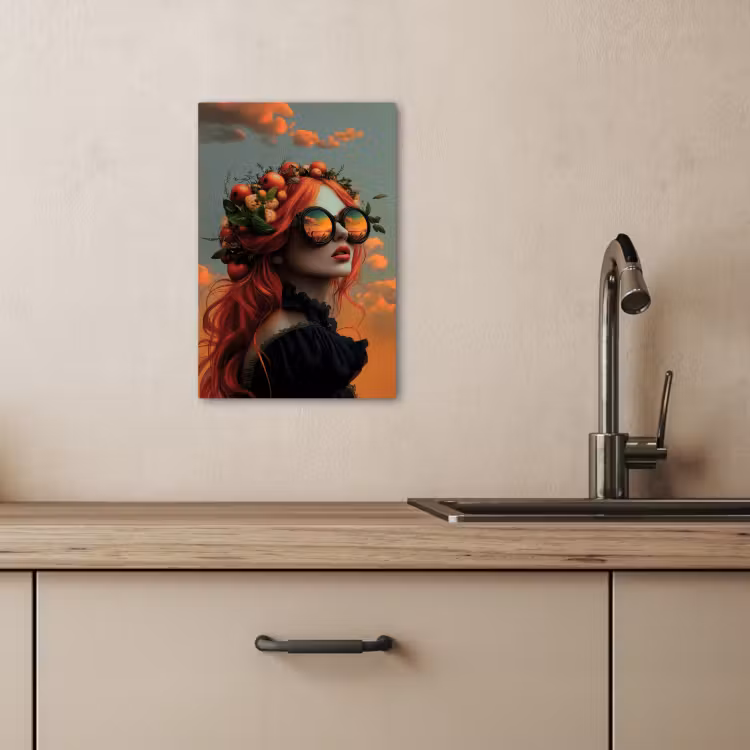 Canvas schilderij - Vrouw - Kroon - Tomaat - Bascilicum - Zonnebril — 3