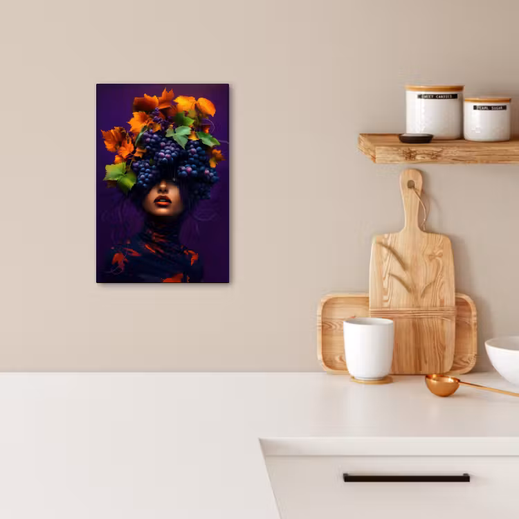 Canvas schilderij - Vrouw - Paars - Druiven — 4