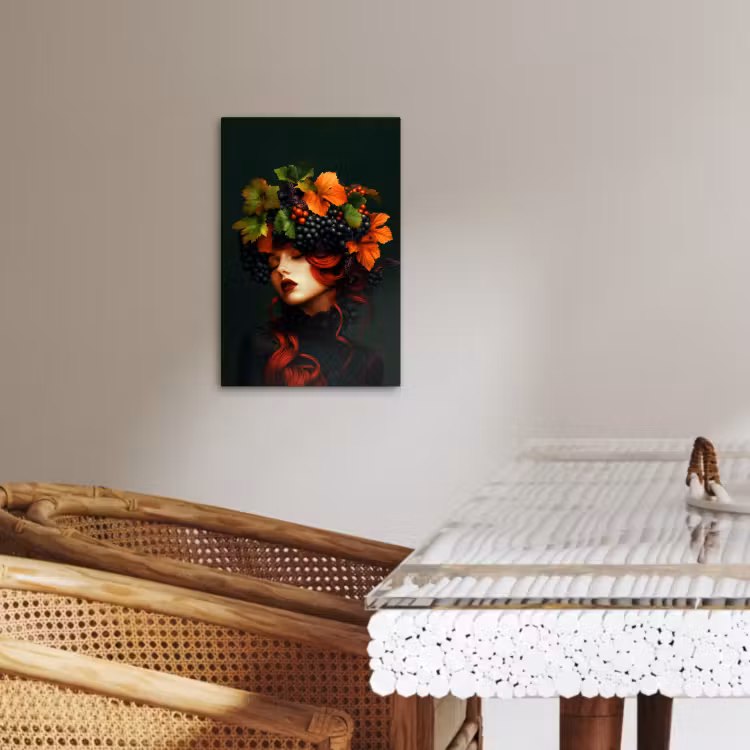 Canvas schilderij - Vrouw - Rood - Groen - Druiven — 2