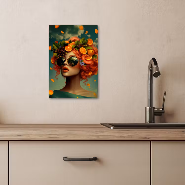 Canvas schilderij - Vrouw - Sinaasappel - Bessen - Oranje — 3