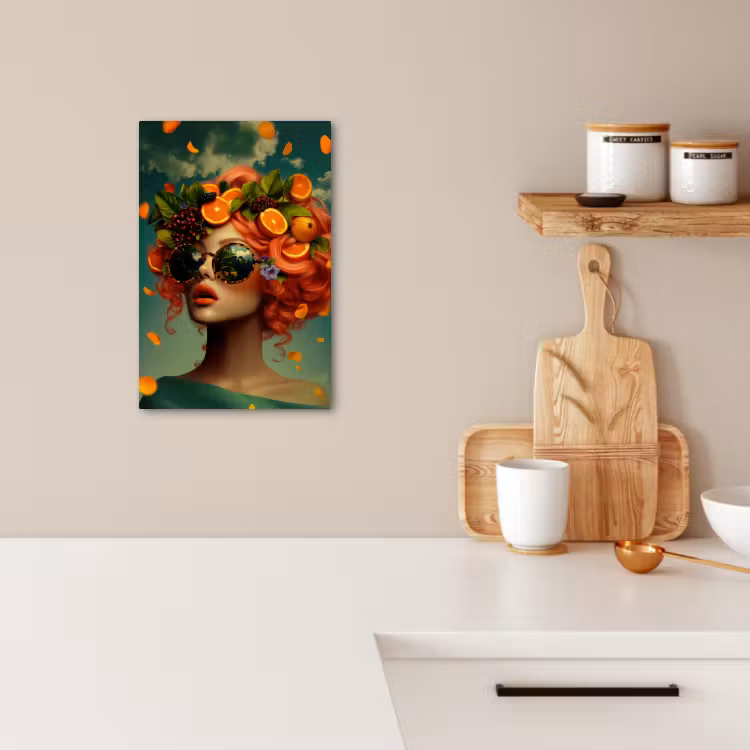 Canvas schilderij - Vrouw - Sinaasappel - Bessen - Oranje — 4