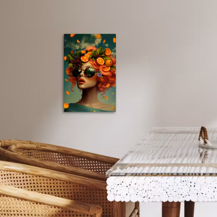 Canvas schilderij - Vrouw - Sinaasappel - Bessen - Oranje — 5