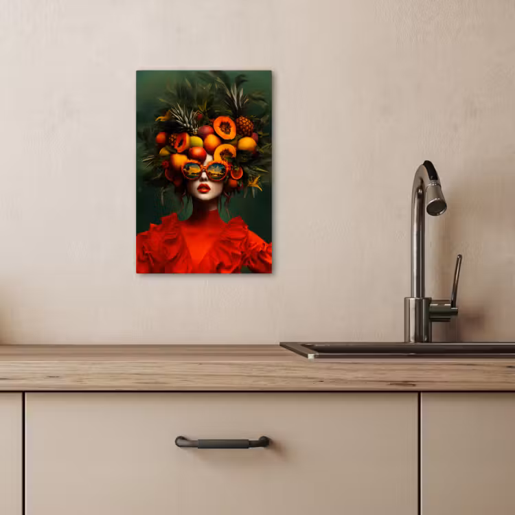 Canvas schilderij - Vrouw - Vruchten - Papaja - Ananas — 3