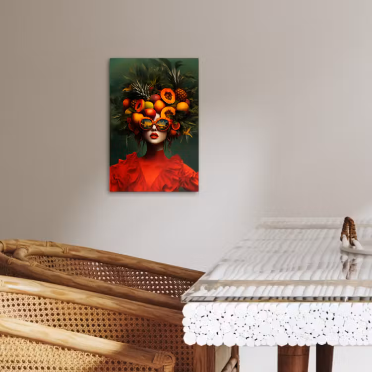 Canvas schilderij - Vrouw - Vruchten - Papaja - Ananas — 4