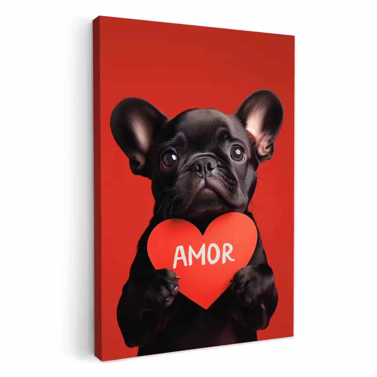 Canvas schilderij - Amor - Hond - Hartje - Rood — 1