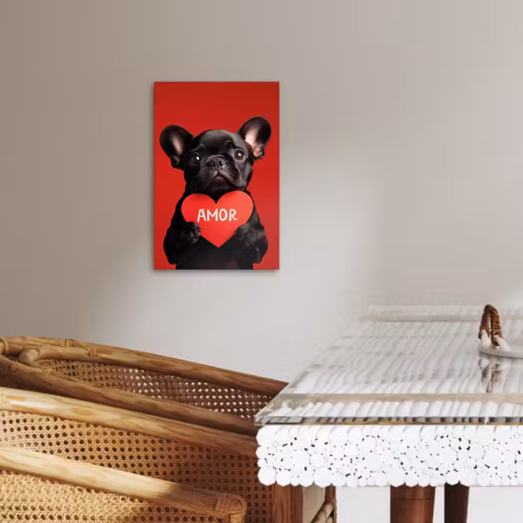 Canvas schilderij - Amor - Hond - Hartje - Rood — 3
